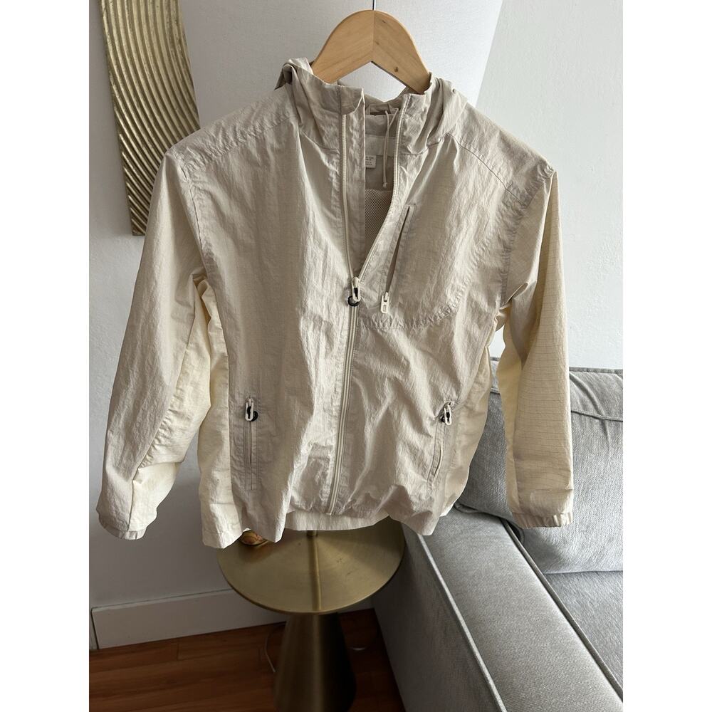 Zara kids Full Zippers Water Repellent Rain Jacket Beige Gray Hoodie 9/10
